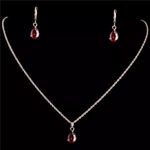NEW | Elegant Red Drop Necklace Earring Set
